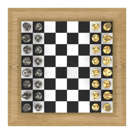 Foto de 3d ilustración de mesa de ajedrez con piezas - Imagen libre de derechos