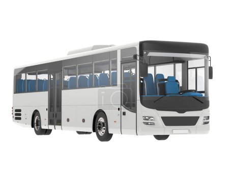 Téléchargez les photos : City bus isolated on background. 3d rendering - illustration - en image libre de droit