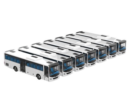Photo for City buses isolated on grey background. 3d rendering - illustration - Royalty Free Image