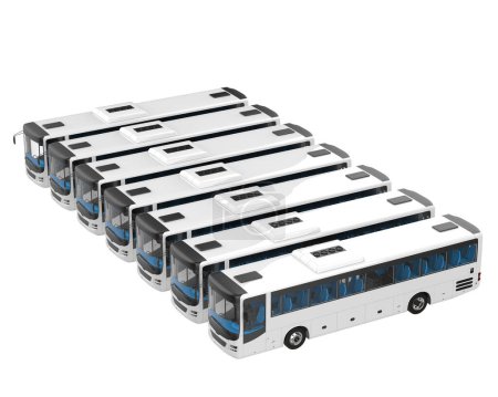 Photo for City buses isolated on grey background. 3d rendering - illustration - Royalty Free Image