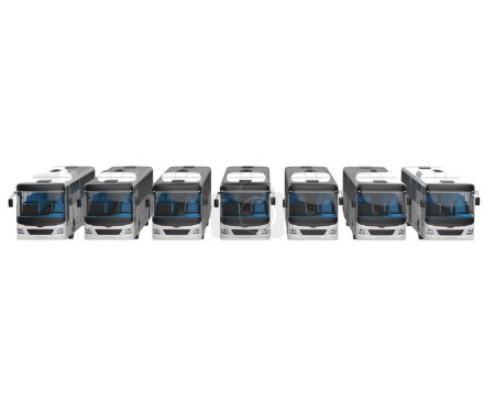 Foto de Autobuses urbanos aislados sobre fondo gris. representación 3d - ilustración - Imagen libre de derechos