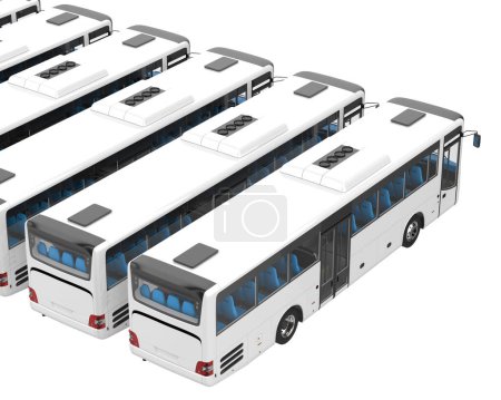 Téléchargez les photos : Bus urbains isolés sur fond gris. rendu 3d - illustration - en image libre de droit