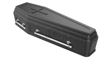 Téléchargez les photos : Cercueil fermé isolé sur fond. rendu 3d - illustration - en image libre de droit