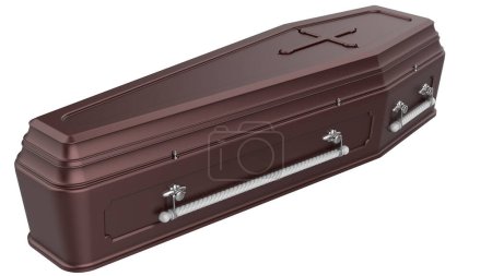 Téléchargez les photos : Cercueil fermé isolé sur fond. rendu 3d - illustration - en image libre de droit