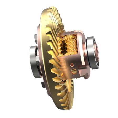Photo for Transmission cog wheel isolated on background. 3d rendering - illustration - Royalty Free Image