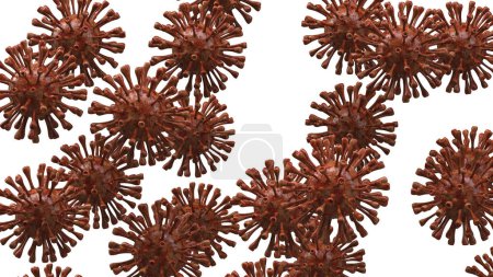 Foto de Coronavirus close-up scene isolated on background. Ideal for large publications or printing. 3d rendering - illustration - Imagen libre de derechos