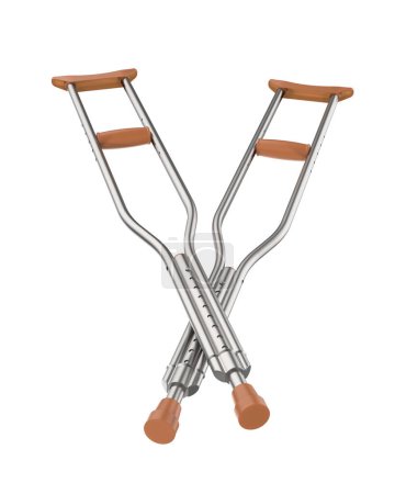 Crutches isolated on background. 3d rendering - illustration