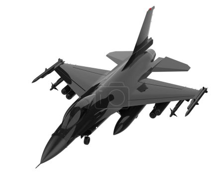 Foto de Avión de combate aislado sobre fondo blanco. representación 3d - ilustración - Imagen libre de derechos