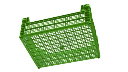Téléchargez les photos : Caisse en plastique vide pour fruits et légumes isolés sur fond. rendu 3d - illustration - en image libre de droit
