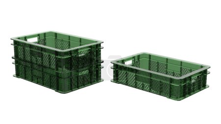 Photo for Empty plastic crate for fruits and vegetables isolated on background. 3d rendering - illustration - Royalty Free Image