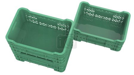 Photo for Empty plastic crate for fruits and vegetables isolated on background. 3d rendering - illustration - Royalty Free Image
