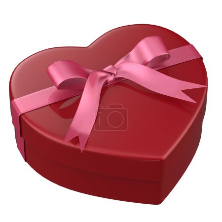 Photo for Heart box with ribbon isolated on background. 3d rendering- illustration - Royalty Free Image