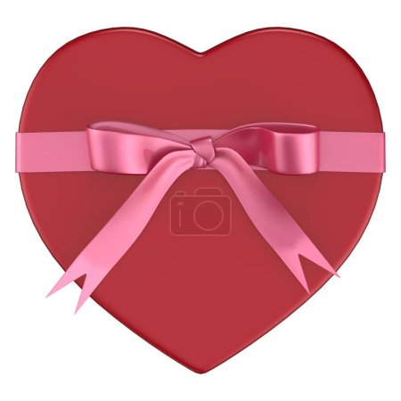 Téléchargez les photos : Boîte coeur avec ruban isolé sur fond. rendu 3d illustration - en image libre de droit