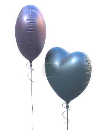 Photo for Heart balloons isolated on background. 3d rendering- illustration - Royalty Free Image