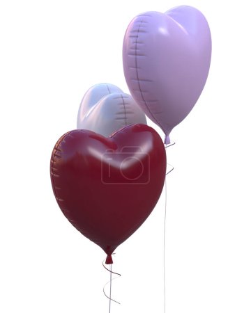 Photo for Heart balloons isolated on background. 3d rendering- illustration - Royalty Free Image