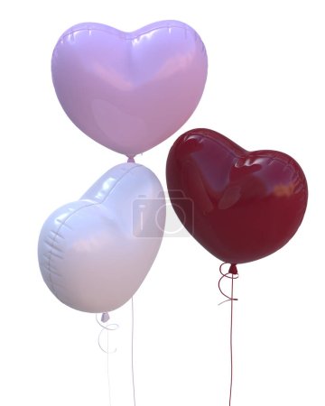Téléchargez les photos : Ballons cardiaques isolés sur le fond. rendu 3d illustration - en image libre de droit