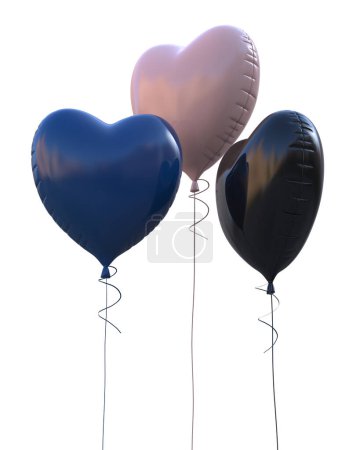 Téléchargez les photos : Ballons cardiaques isolés sur le fond. rendu 3d illustration - en image libre de droit