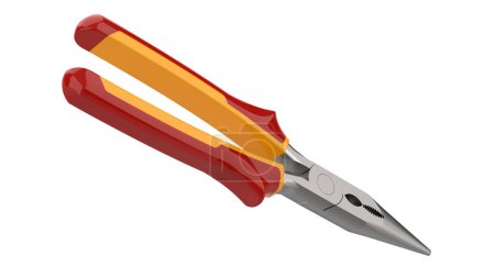 Photo for Long nose pliers close-up scene isolated on white background. Ideal for large publications or printing. 3d rendering - illustration - Royalty Free Image