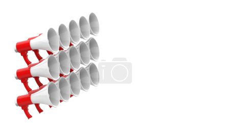 Photo for Megaphones isolated on white background. 3 d rendered illustration - Royalty Free Image