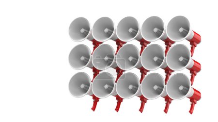 Photo for Megaphones isolated on white background. 3 d rendered illustration - Royalty Free Image