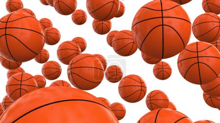 Téléchargez les photos : Balles de basket isolées en arrière-plan. rendu 3d illustration - en image libre de droit