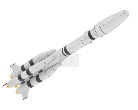 Foto de 3 d representación de un misil sobre un fondo blanco - Imagen libre de derechos