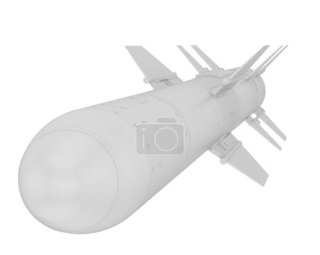 Foto de 3 d representación de un misil sobre un fondo blanco - Imagen libre de derechos
