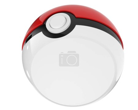 Téléchargez les photos : La boule pokémon isolée sur fond blanc. rendu 3d - illustration - en image libre de droit