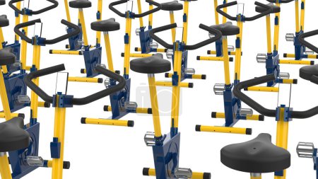 Foto de Bicicletas horizontales para gimnasio aisladas sobre fondo. representación 3d - ilustración - Imagen libre de derechos