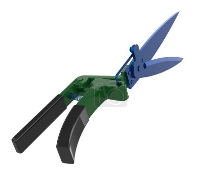 Photo for Gardening scissors with back three quarter view, isolated on grey background. 3d rendering - illustration - Royalty Free Image
