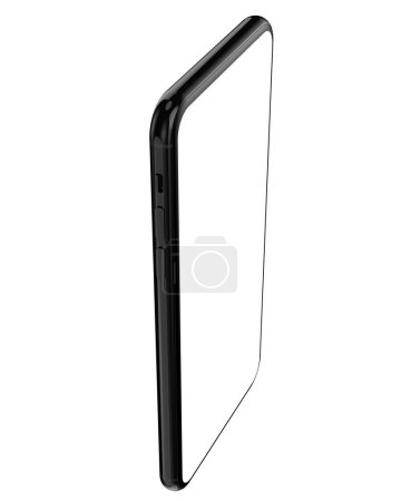 Foto de Teléfono moderno aislado sobre fondo gris. Una maqueta realista para smartphones. representación 3d - ilustración - Imagen libre de derechos