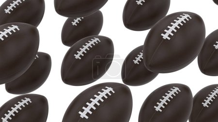 Téléchargez les photos : Boules de rugby noires isolées sur fond blanc - en image libre de droit