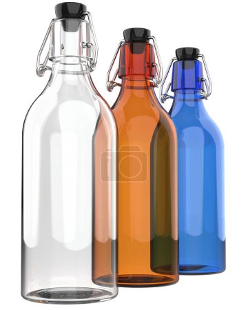 Téléchargez les photos : Buvez des bouteilles isolées sur fond blanc. rendu 3d - illustration - en image libre de droit