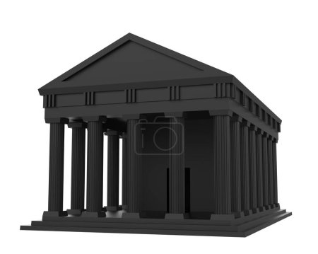 Téléchargez les photos : Temple grec isolé sur fond avec masque. rendu 3d - illustration - en image libre de droit