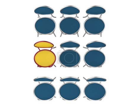 Foto de 3 d representación de sillas azules sobre fondo blanco - Imagen libre de derechos
