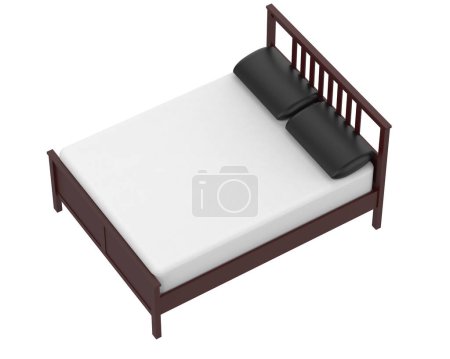 Photo for Bed isolated on  white background. 3d rendering - illustration - Royalty Free Image