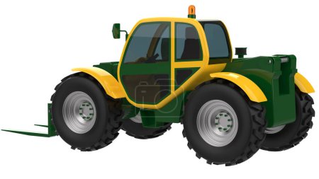 Foto de Tractor pequeño aislado en el fondo. representación 3d - ilustración - Imagen libre de derechos