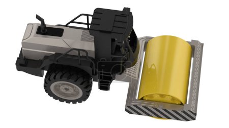 Photo for Construction machine. Road roller isolated on background with mask. 3d rendering - illustration - Royalty Free Image