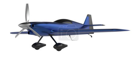 Photo for 3d illustration of blue Xtreme Air Sbach 342 isolated on white background. two-seat aerobatic and touring monoplane - Royalty Free Image