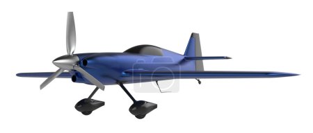 Photo for 3d illustration of blue Xtreme Air Sbach 342 isolated on white background. two-seat aerobatic and touring monoplane - Royalty Free Image