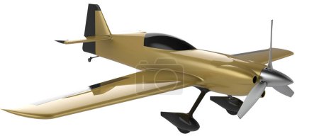 Photo for 3d illustration of golden Xtreme Air Sbach 342 isolated on white background. two-seat aerobatic and touring monoplane - Royalty Free Image