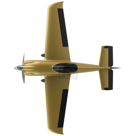 Photo for 3d illustration of golden Xtreme Air Sbach 342 isolated on white background. two-seat aerobatic and touring monoplane - Royalty Free Image