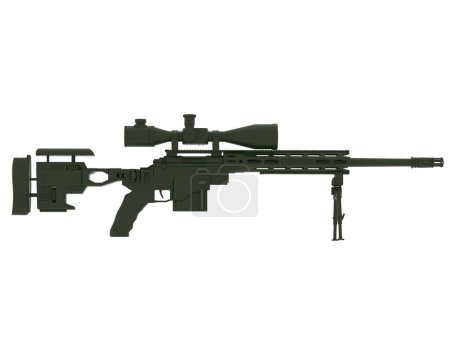 Téléchargez les photos : Fusil de sniper avec fusil isolé sur blanc. - en image libre de droit