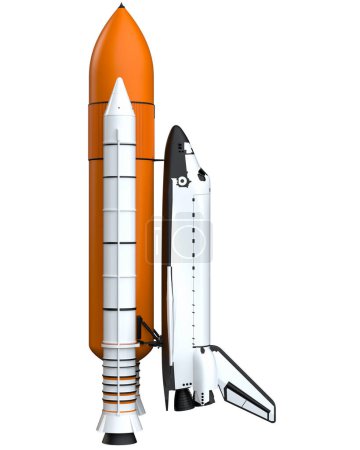 Téléchargez les photos : Vaisseau spatial fusée sur fond blanc - en image libre de droit