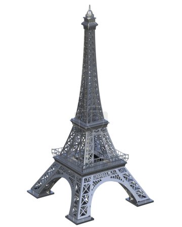 Photo for Eiffel tower isolated on white background. 3d rendering - illustration - Royalty Free Image