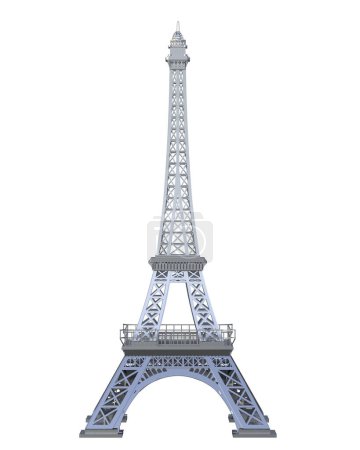 Photo for Eiffel tower isolated on white background. 3d rendering - illustration - Royalty Free Image