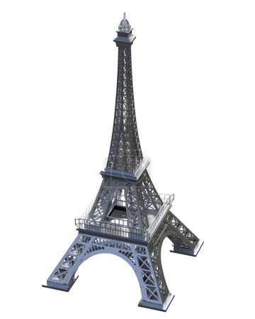 Téléchargez les photos : Tour Eiffel isolée sur fond blanc. rendu 3d - illustration - en image libre de droit