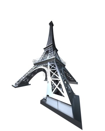 Téléchargez les photos : Tour Eiffel isolée sur fond blanc. rendu 3d - illustration - en image libre de droit