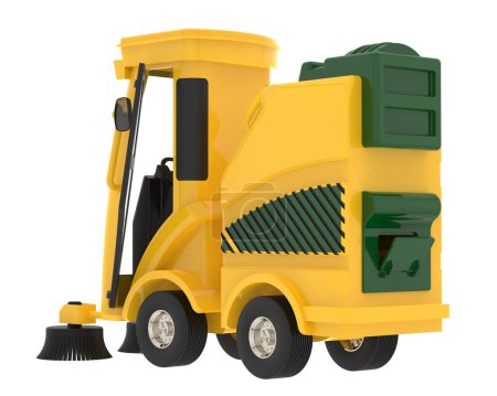 Photo for Street sweeper isolated on white background. 3d rendering - illustration - Royalty Free Image