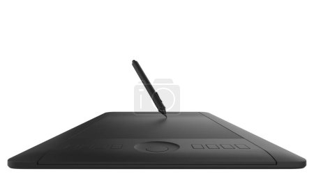 Photo for Graphic tablet with pen for illustrators and designers, isolated on background. 3d rendering - illustration - Royalty Free Image